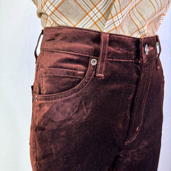 Agolde Nico High Rise Slim Bootcut Velvet Pants Brown Whimsigoth Grunge 32 NWT - Picture 4 of 13